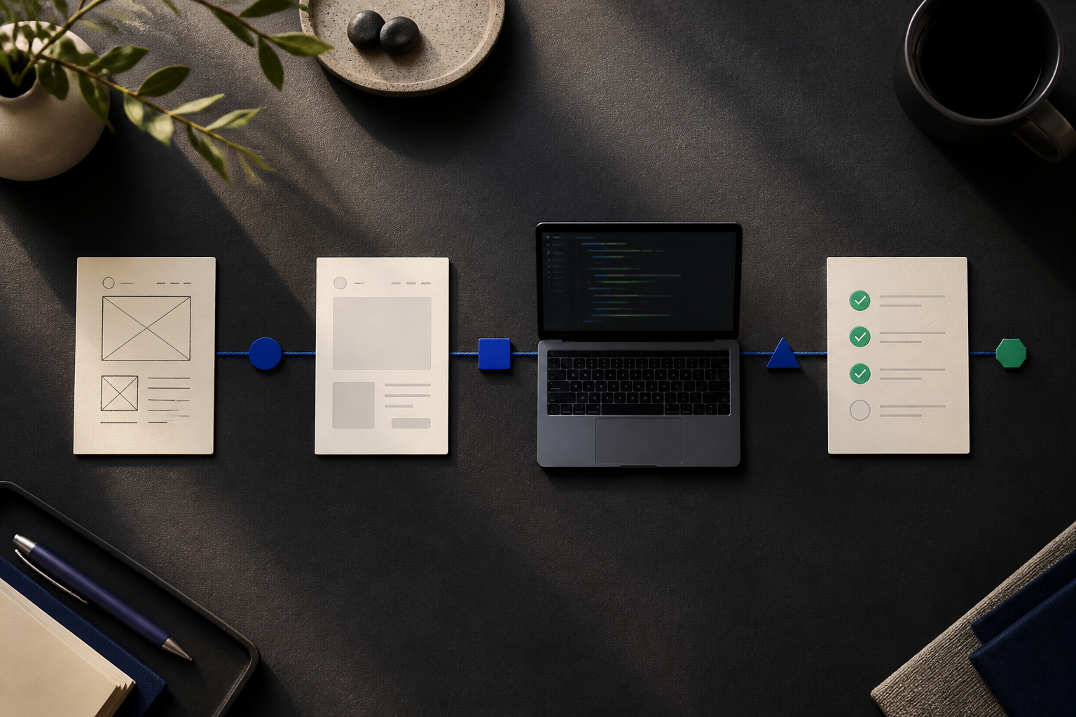 Four-stage product development workflow